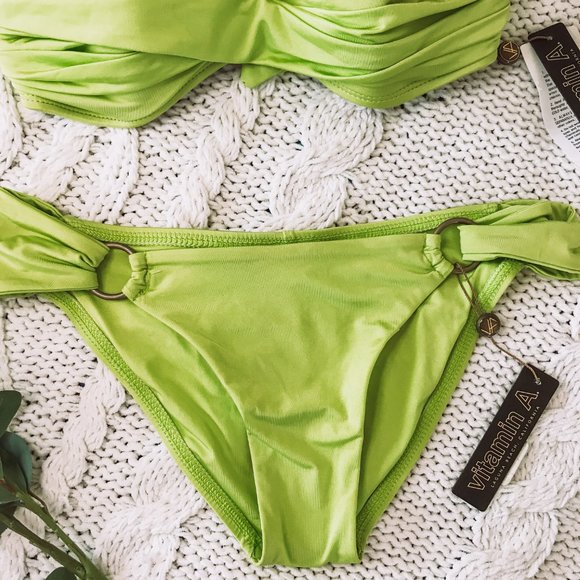 Vitamin A Green Bandeau & Bikini Bottoms Set NWT S - Picture 5 of 11